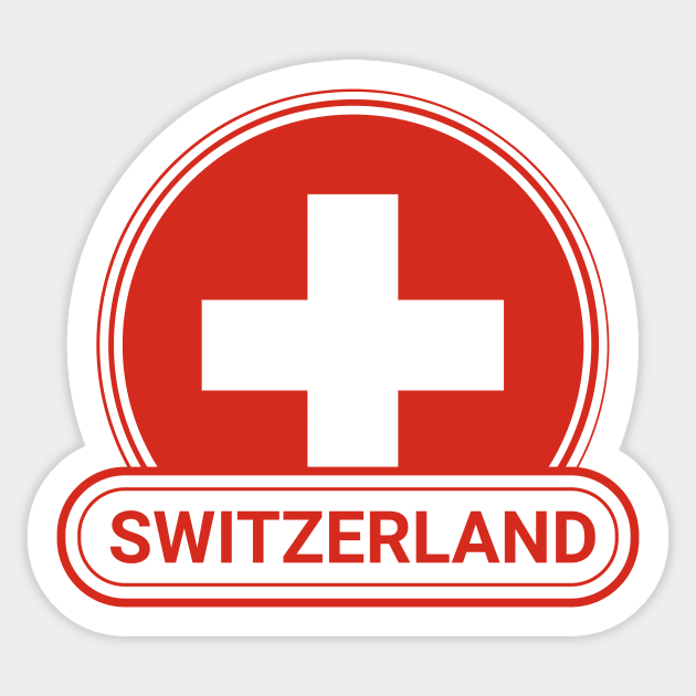 Switzerland Country Badge - Switzerland Flag Sticker by Yesteeyear
